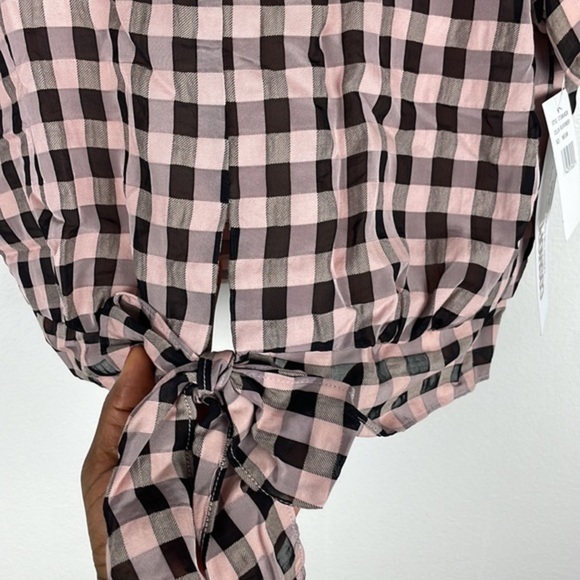 NWT Cosmo Dress the Population Gingham Cropped Blouse - Picture 4 of 7